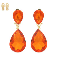 TEARDROP-CUT CRYSTAL CLIP-ON EARRINGS